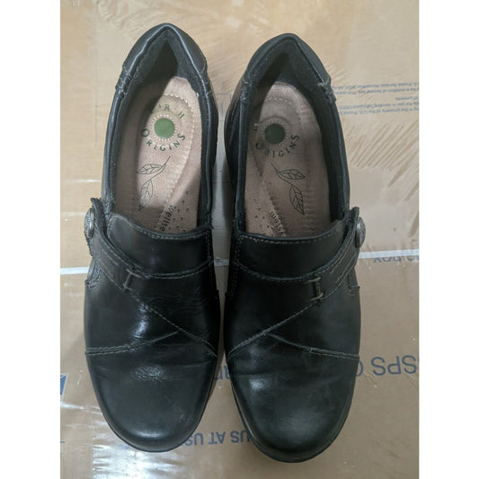 Earth Origins Black Leather Mary Jane Shoes Women’s Comfort Walking Clogs