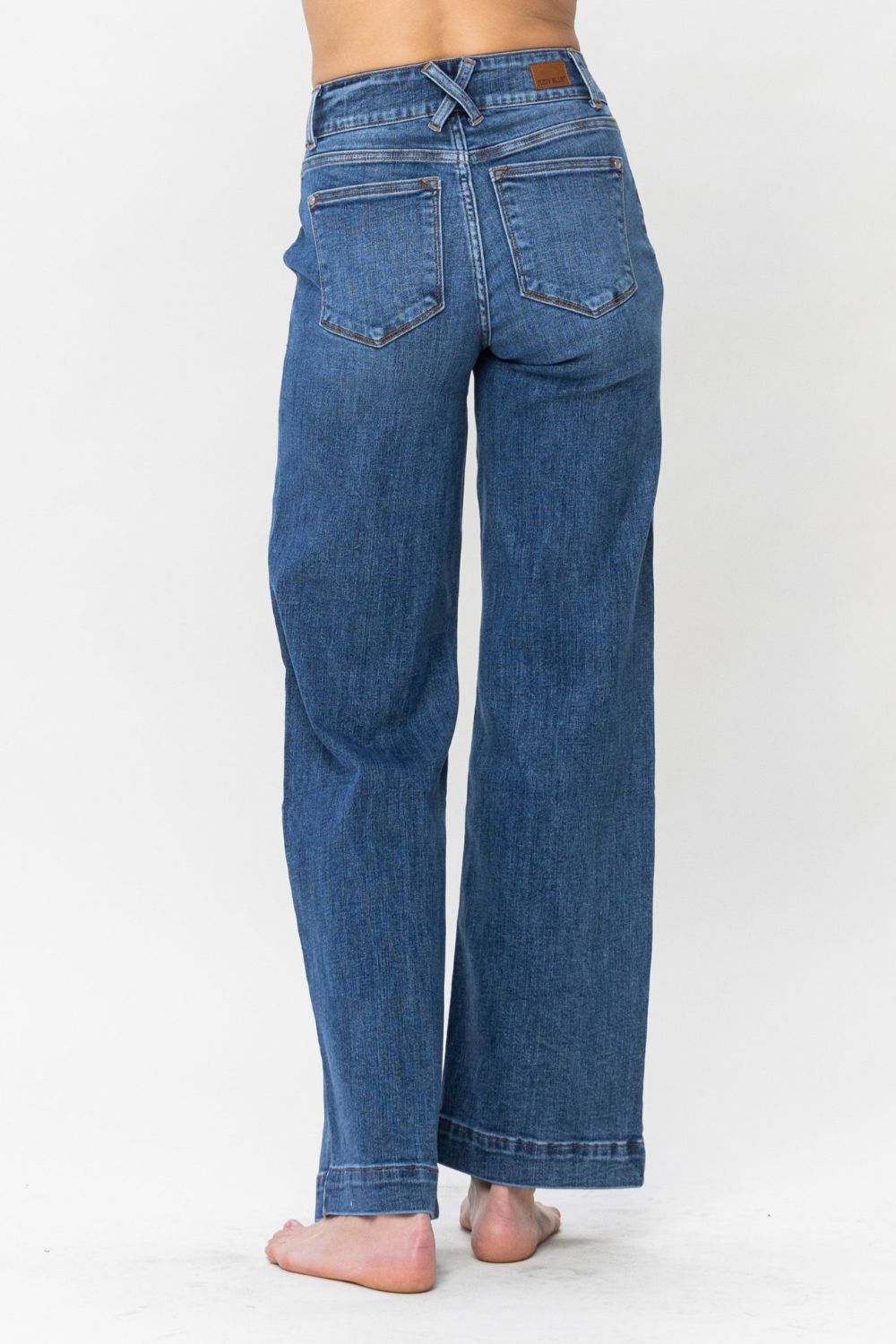 Judy Blue Full Size Double Button Wide Leg Jeans. Inseam 32" - Scarlett's Riverside Boutique 