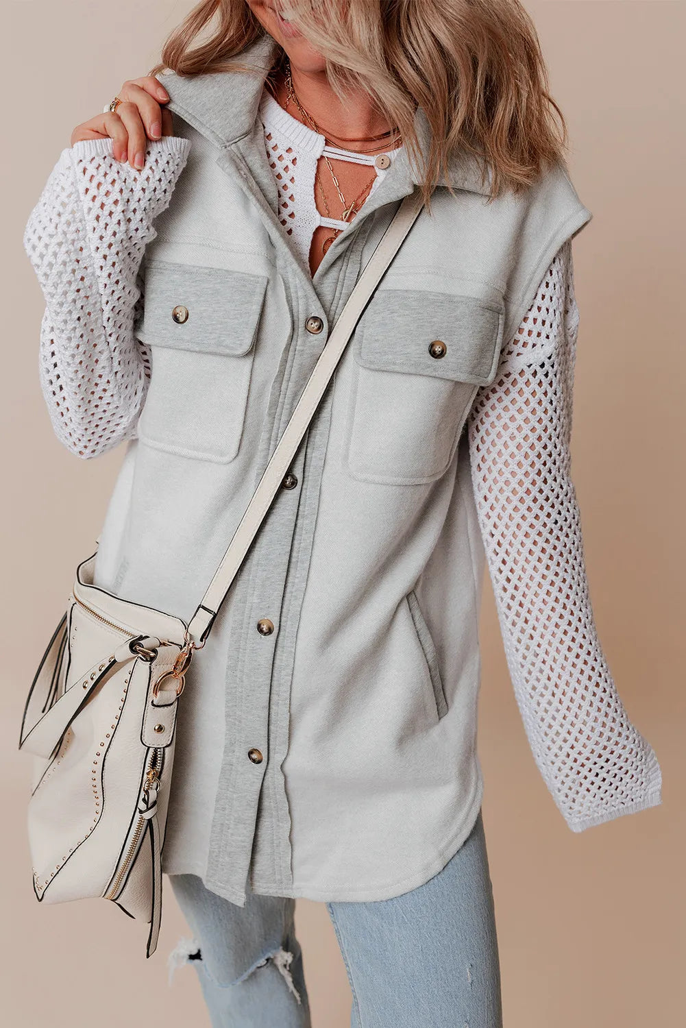 Pocketed Button Up Collared Neck Vest - Scarlett's Riverside Boutique 