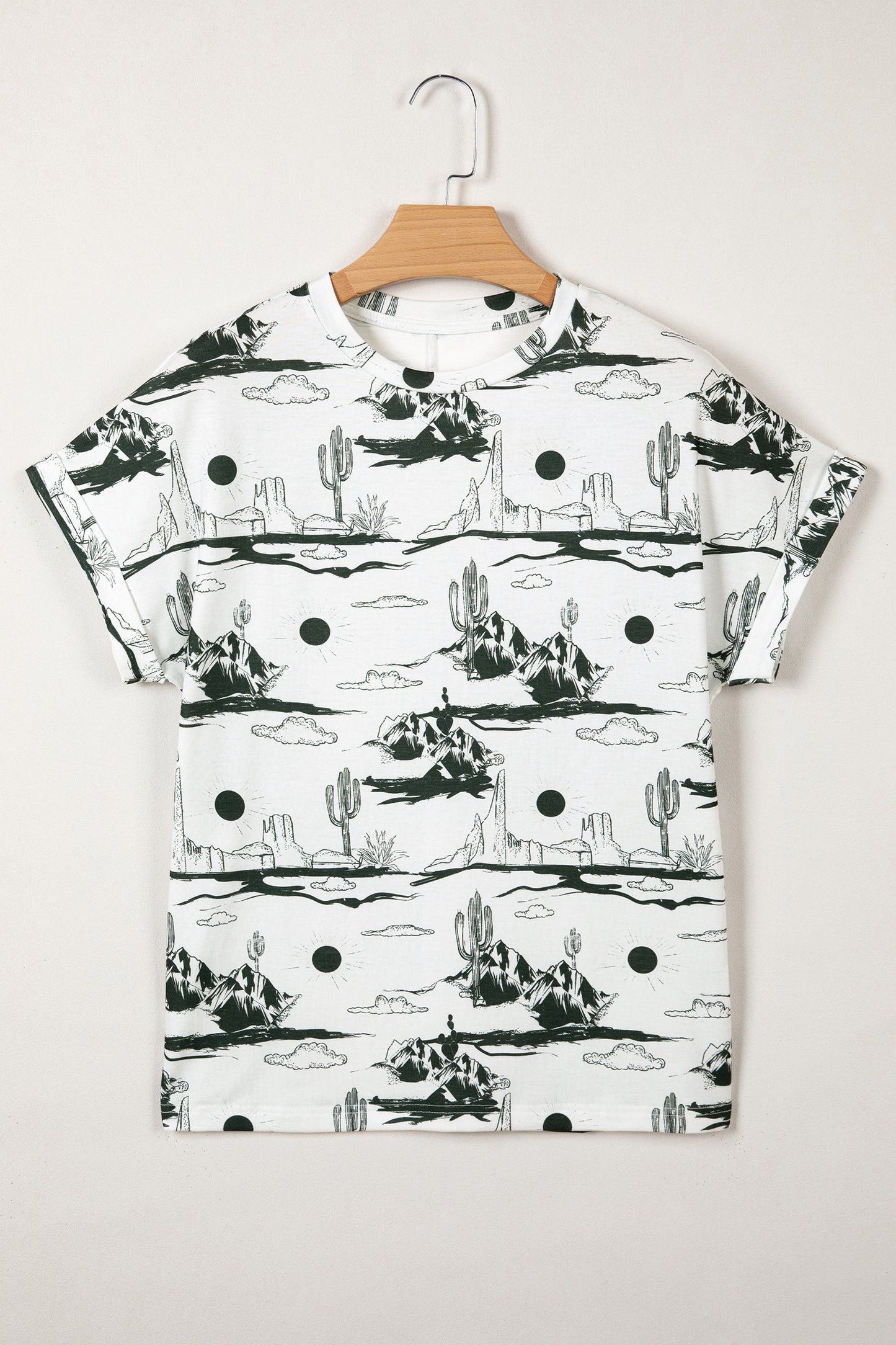 Chestnut Desert Sand Print Short Sleeve Knit Top