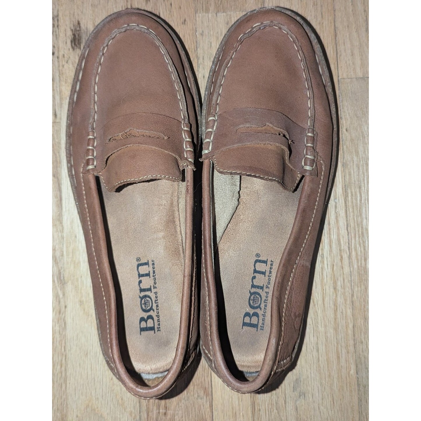 Born Women’s Size 9.5 Brown Leather Penny Loafers Handcrafted Comfort Slip On
