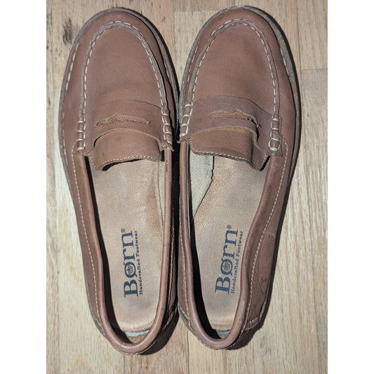 Born Women’s Size 9.5 Brown Leather Penny Loafers Handcrafted Comfort Slip On