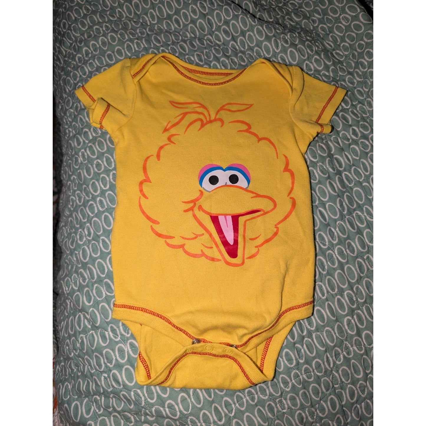 Sesame Street Big Bird Baby Bodysuit Yellow Short Sleeve One Piece Infant