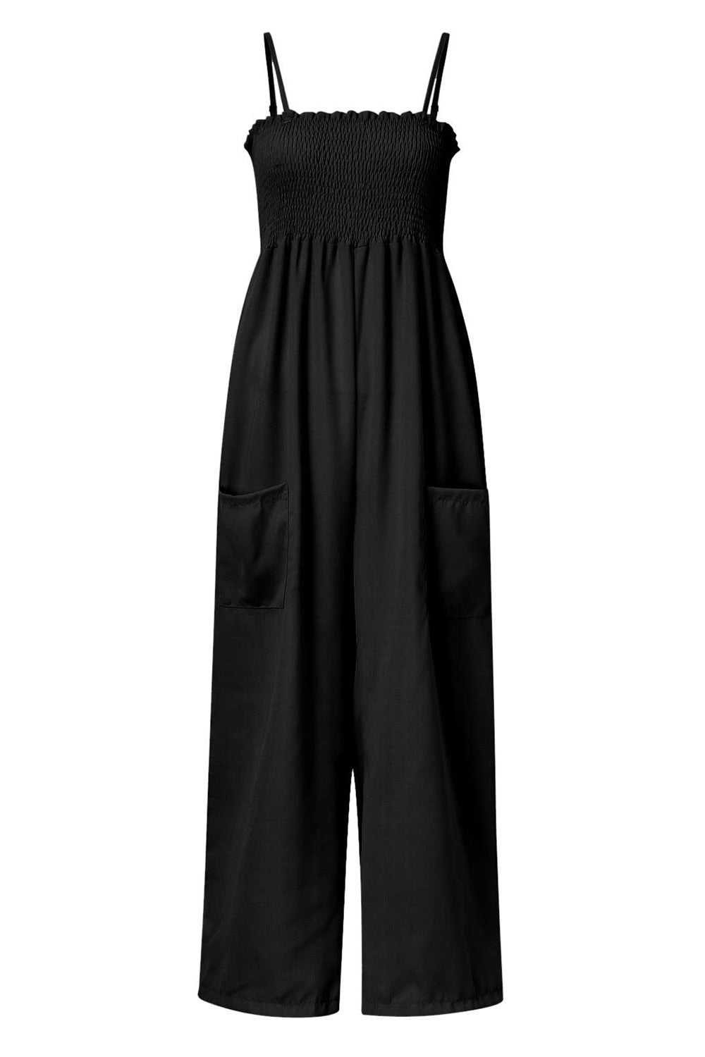 Smocked Spaghetti Strap Wide Leg Jumpsuit - Scarlett's Riverside Boutique 