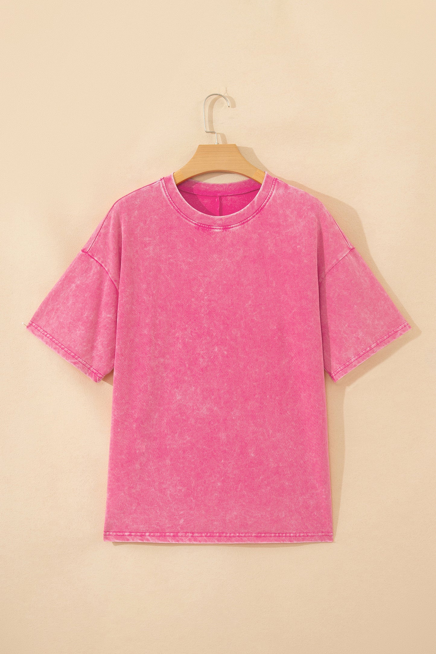 Sachet Pink Mineral Washed Oversized Cotton Tee Womens Casual Short Sleeve Relaxed Top