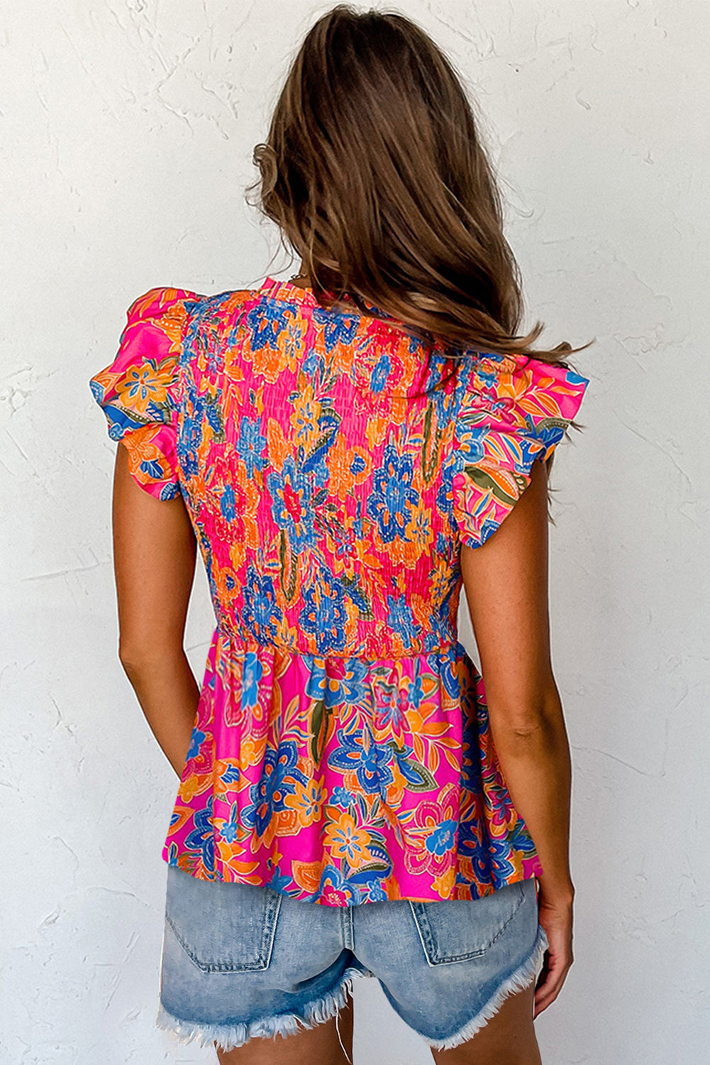 Hot pink floral blouse - Scarlett's Riverside Boutique 