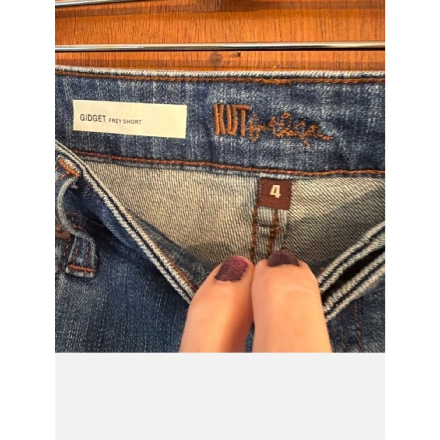 Kut From The Kloth Gidget Fray Denim Shorts Size 4 Blue Mid Rise Raw Hem Jean Sh