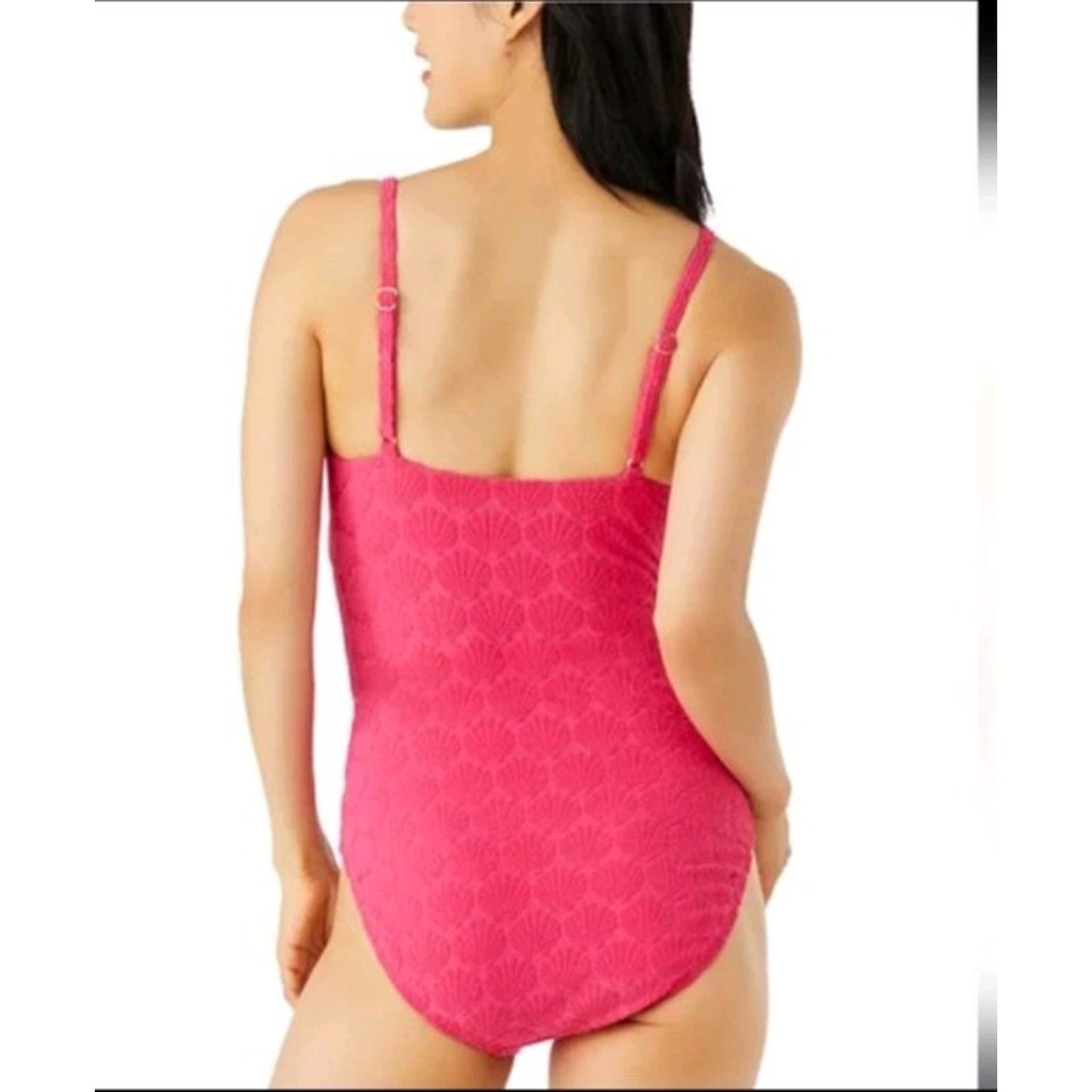 Kate Spade NWOT Classic One Piece Swimsuit Shell Jacquard Pink Size XS Shelf Bra