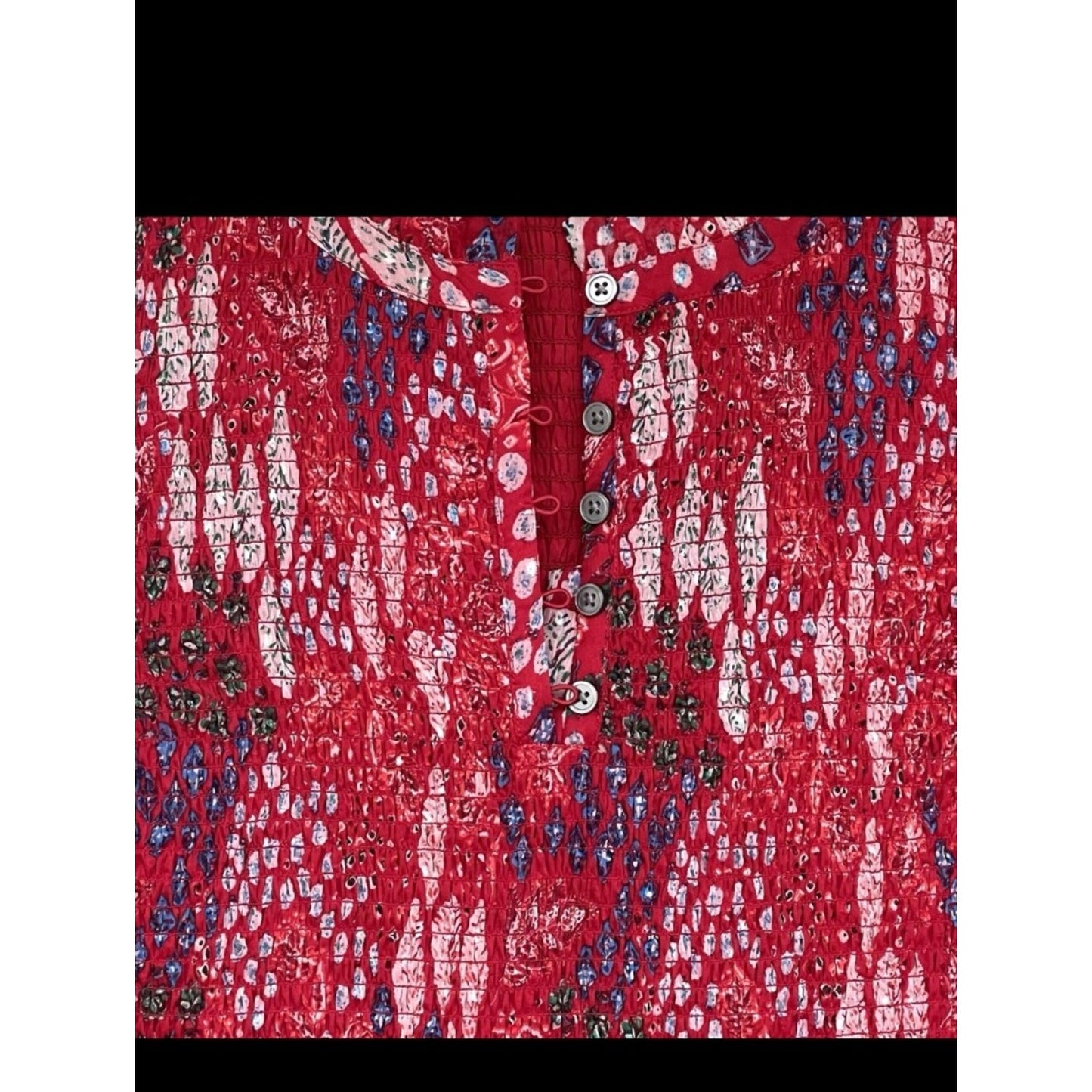 LOFT Red Floral Print Long Sheer-Sleeve Maxi Dress Sz 8