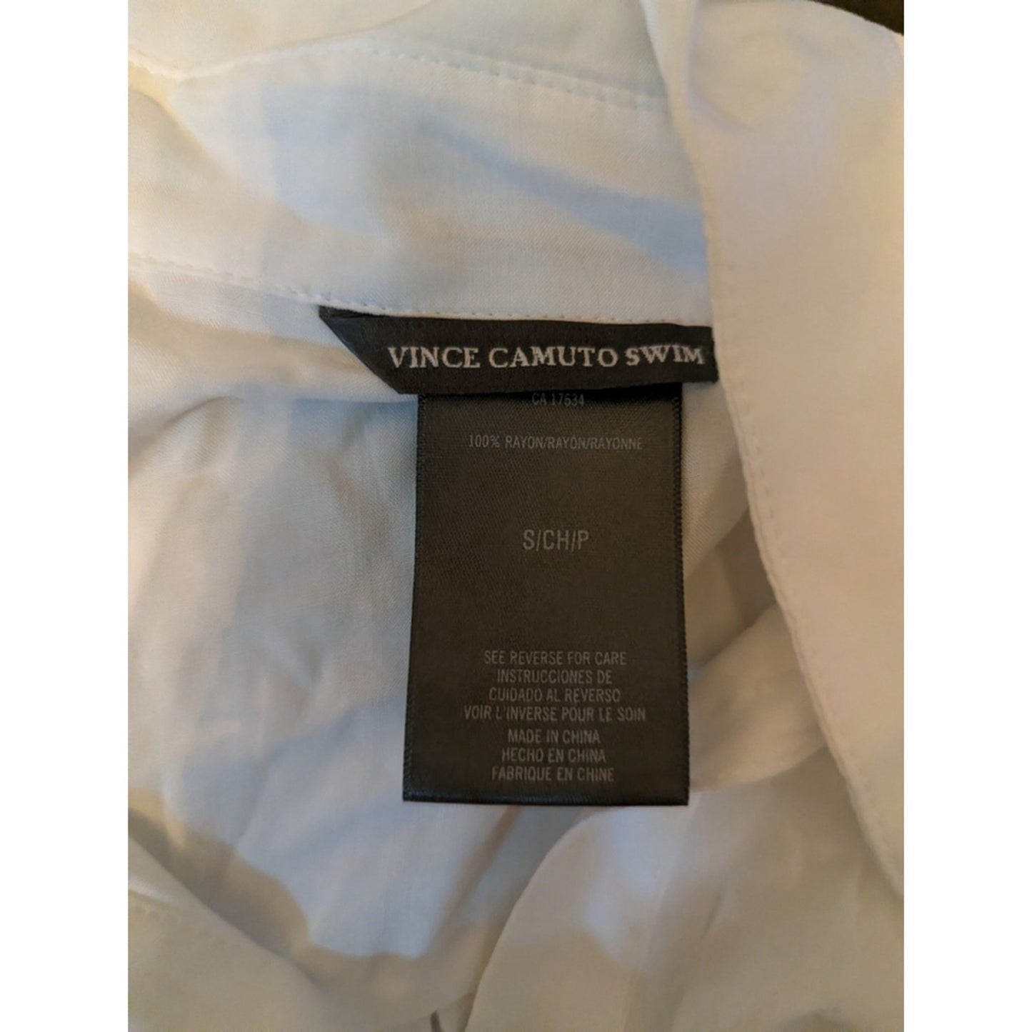 NWT Vince Camuto Shirt Dress Swim Cover Up White Size S Button Front Tie #G15