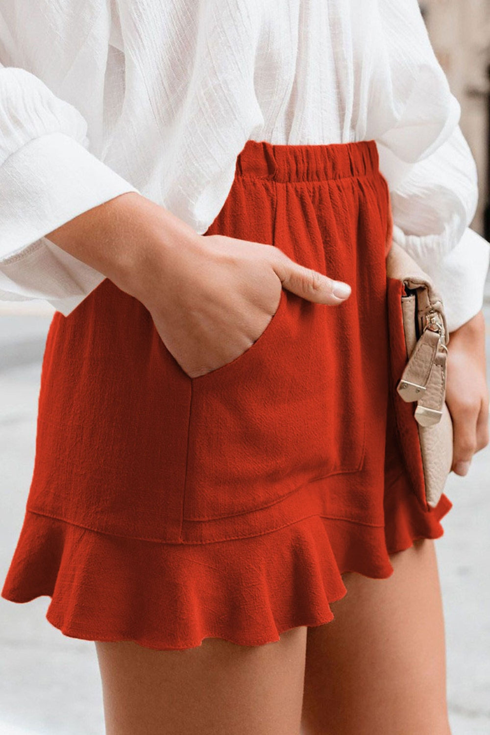 Full Size Ruffled Elastic Waist Shorts - Scarlett's Riverside Boutique 