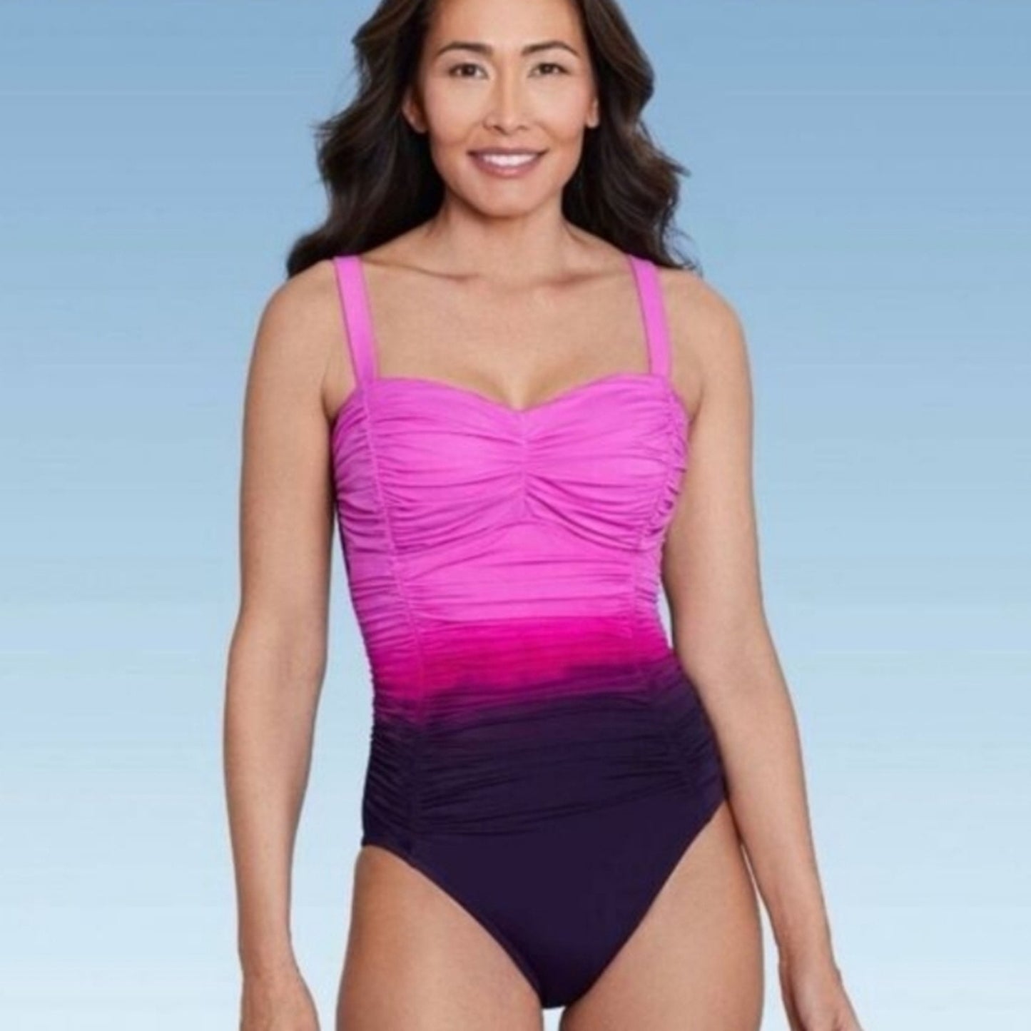 NWT Aqua Green Sweetheart Ombre Full Coverage One Piece Swimsuit Size 6