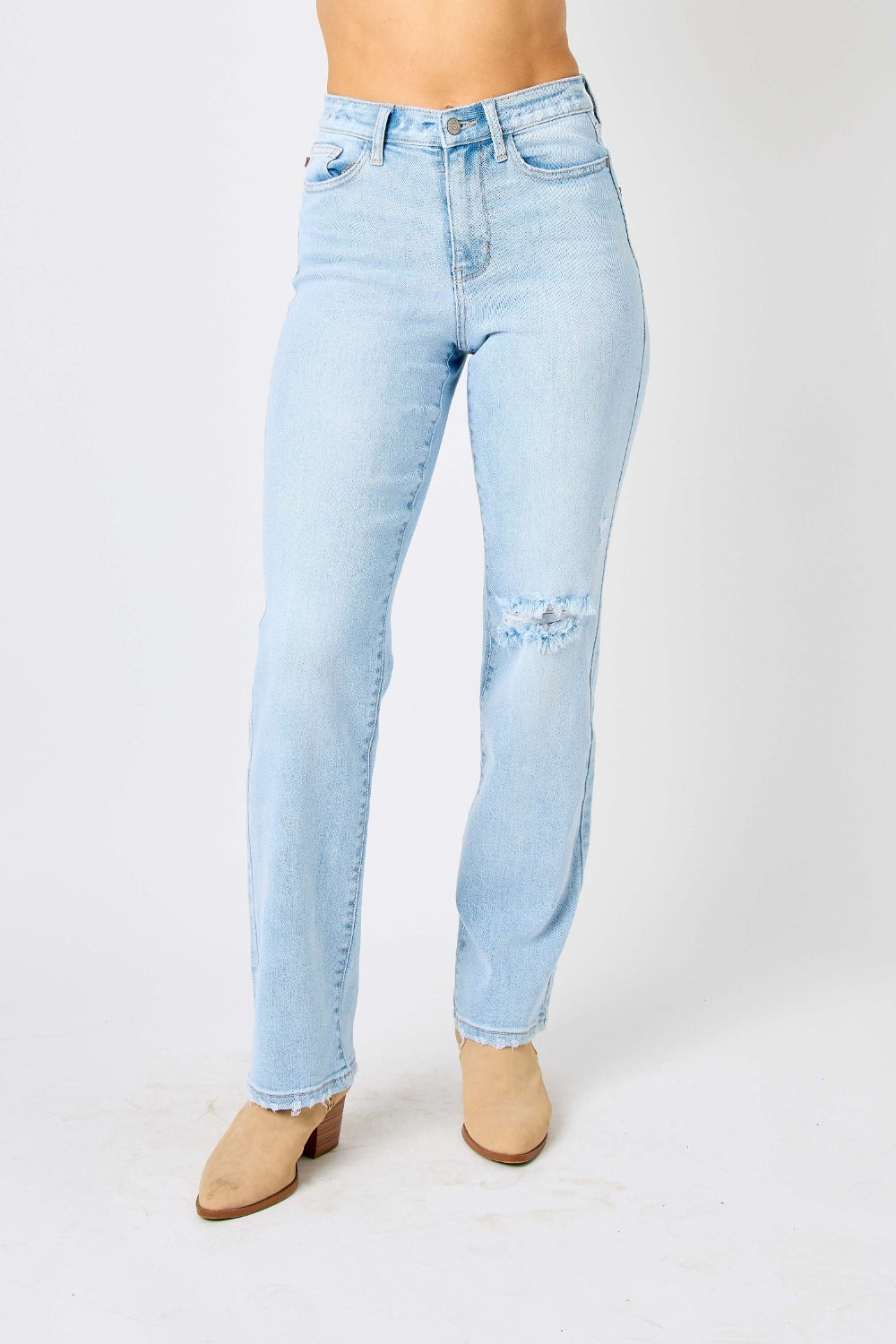 Judy Blue Full Size High Waist Distressed Straight Jeans - Scarlett's Riverside Boutique 