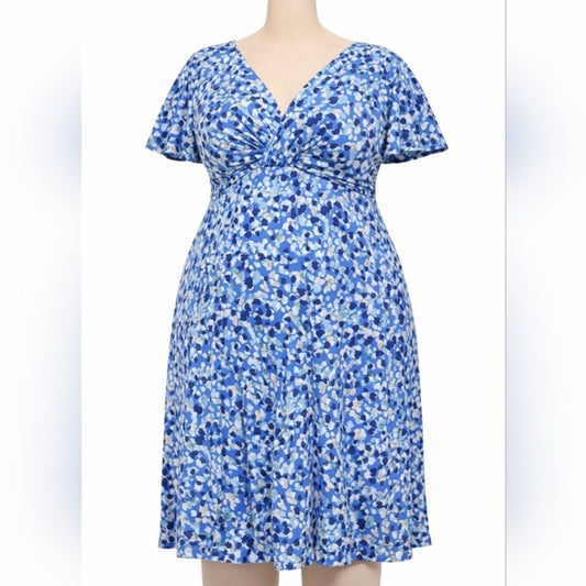 Jessica Howard Dress Women's 20W NWT Blue Floral Empire Waist. #F10s
