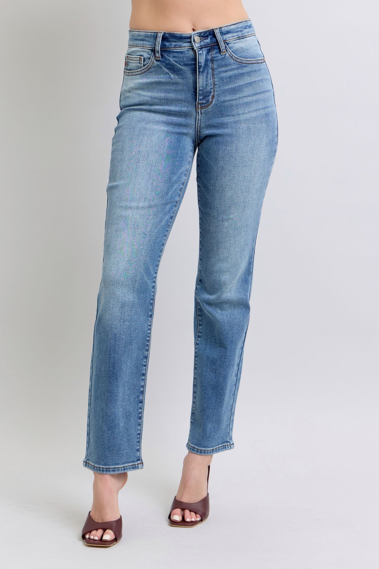 Judy Blue Full Size Run Vintage Wash Thermal Straight Jeans - Scarlett's Riverside Boutique 