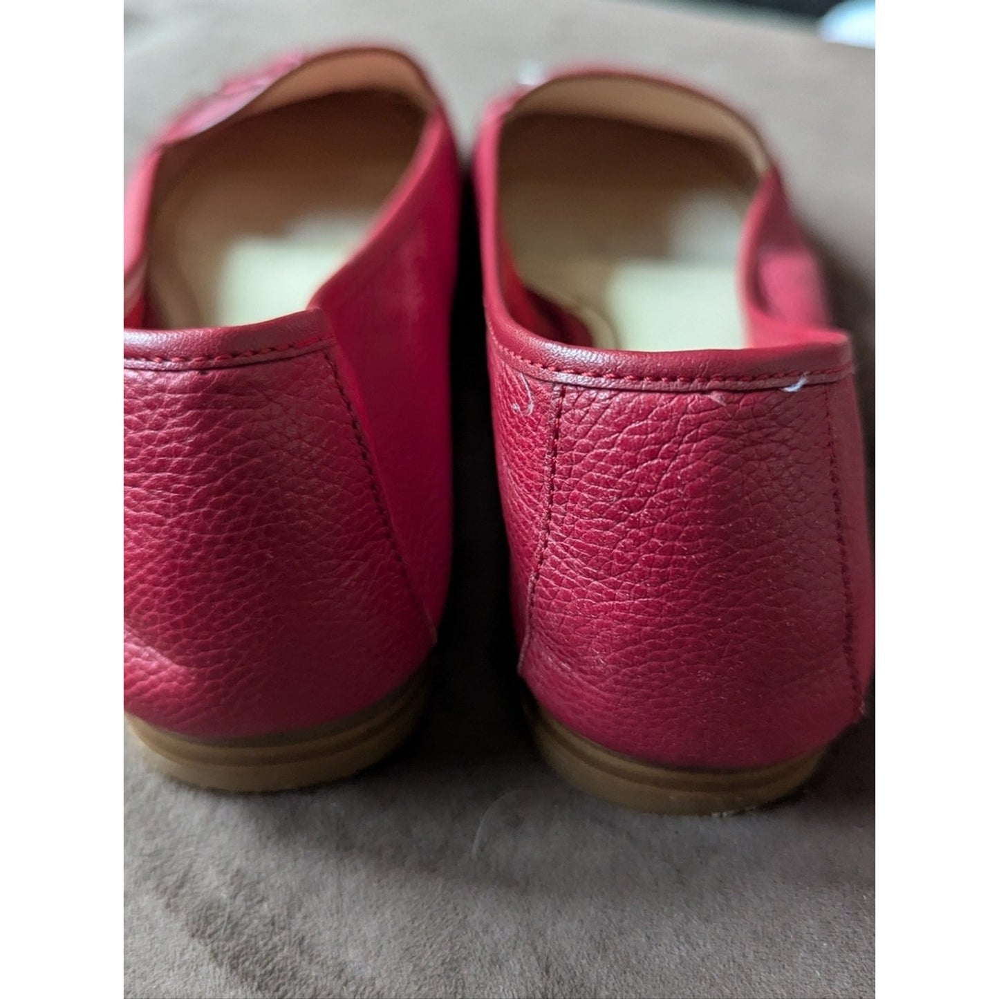 Alex Marie Red Pebbled Leather Loafers Bow Detail Slip On Flats Women’s 6.5