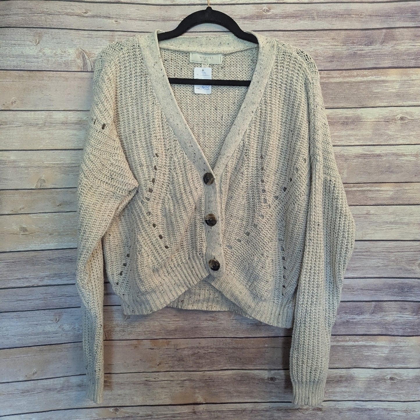 Cozy Cream Cropped Button-Up Sweater. Sz XL