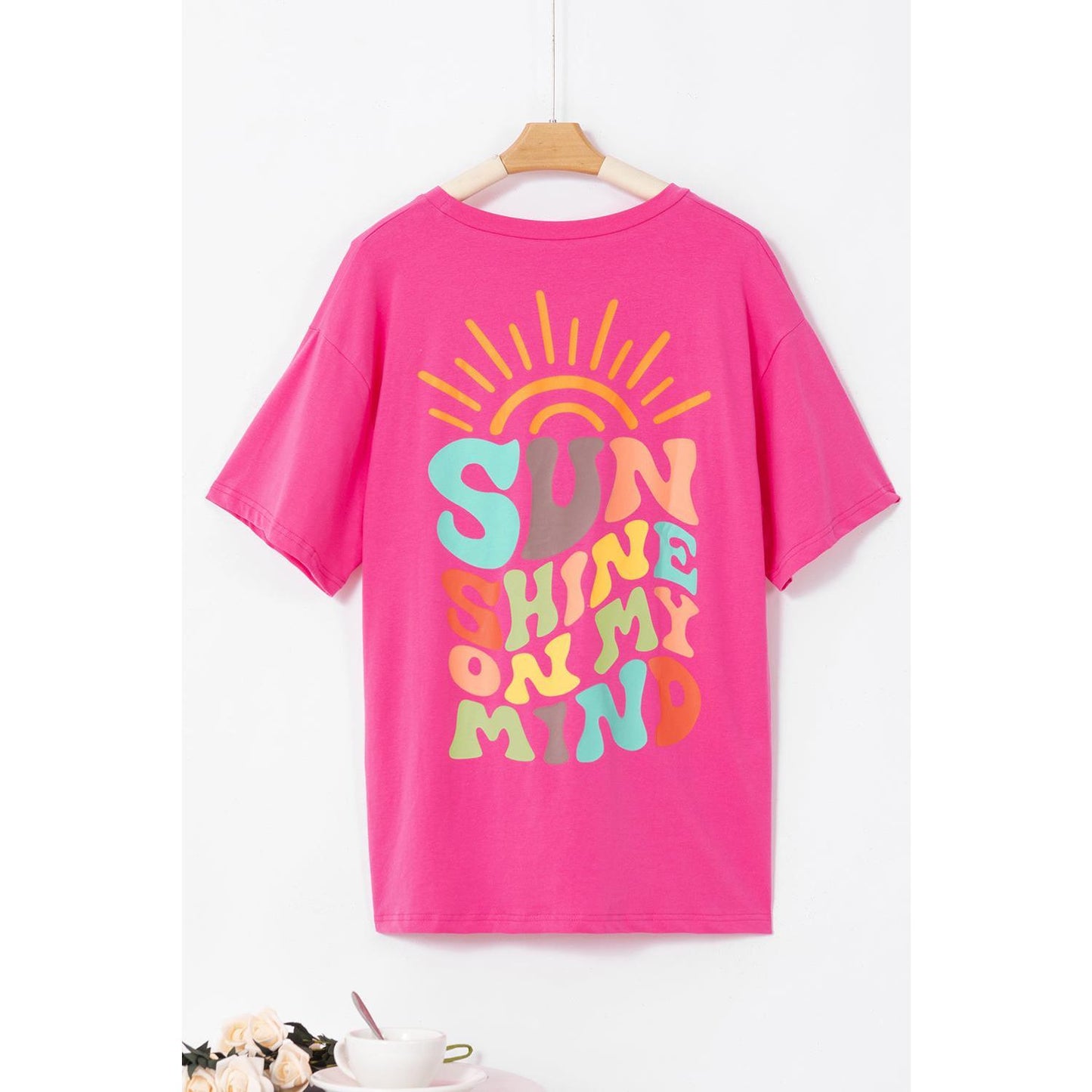 SUN SHINE ON MY MIND Round Neck T-Shirt Sleeve Top custom shirts Womenswear Basic