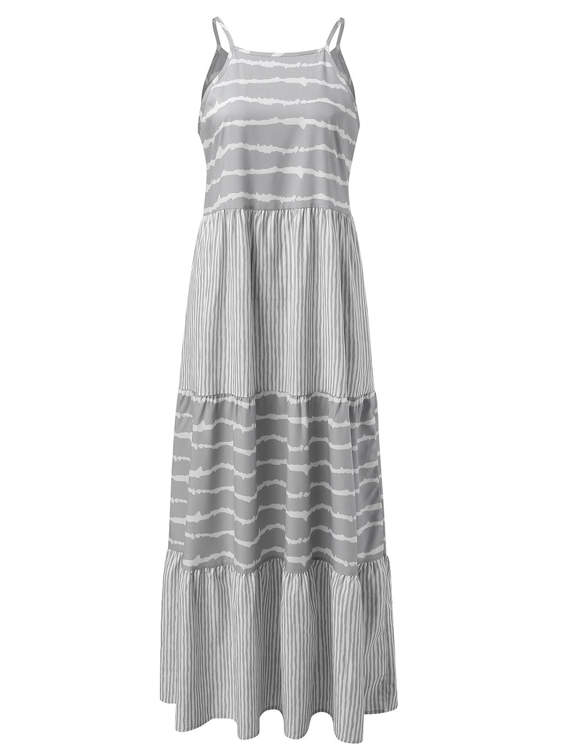 Tiered Striped Sleeveless Cami Dress - Scarlett's Riverside Boutique 