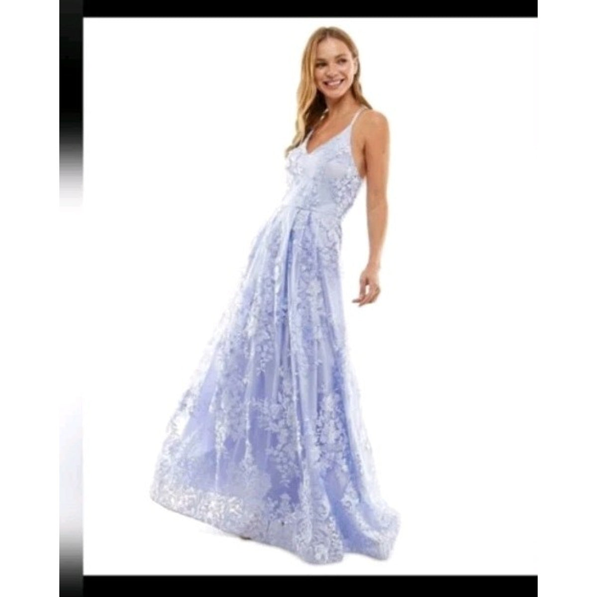 BCX Juniors Purple Floral Embroidered Gown Dress - Size 1- Purple