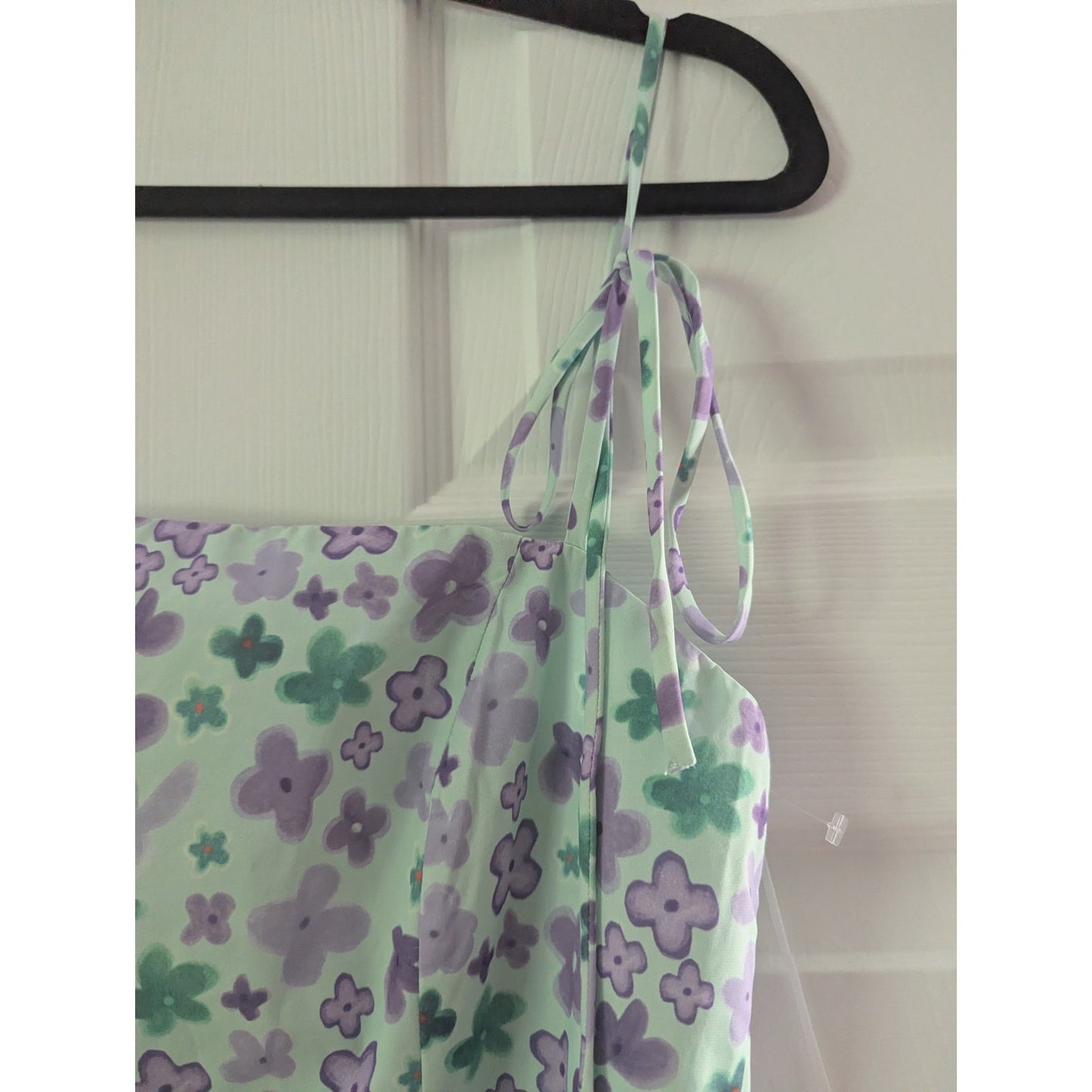 Princess Polly Elissa Mini Dress Green Purple Floral Tie Strap US 4 NWT