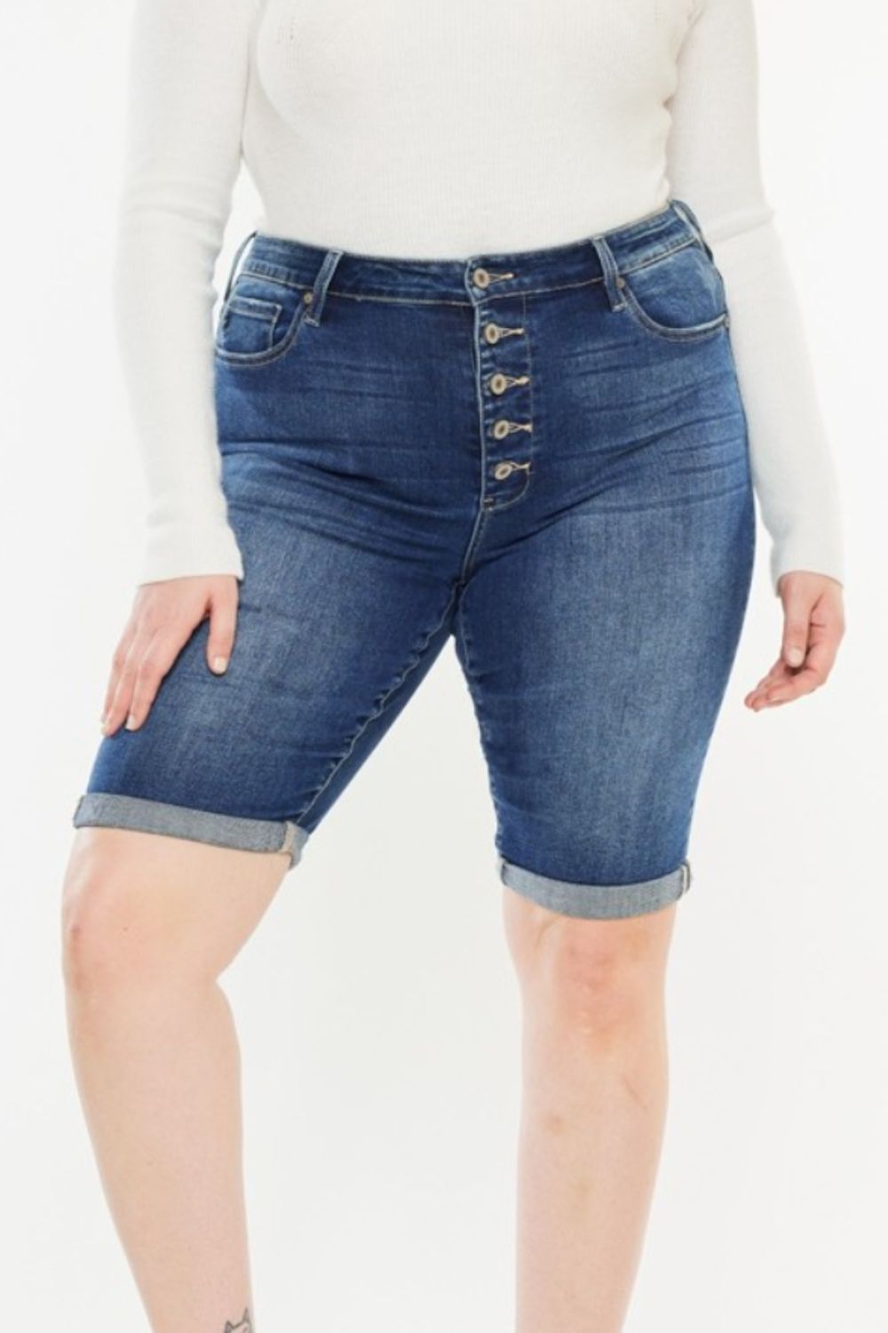 Kancan Full Size Cat's Whiskers Button Fly Denim Shorts - Scarlett's Riverside Boutique 