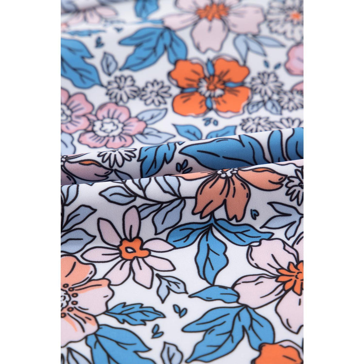 Pink Drawstring Ruched Floral Swim Dress