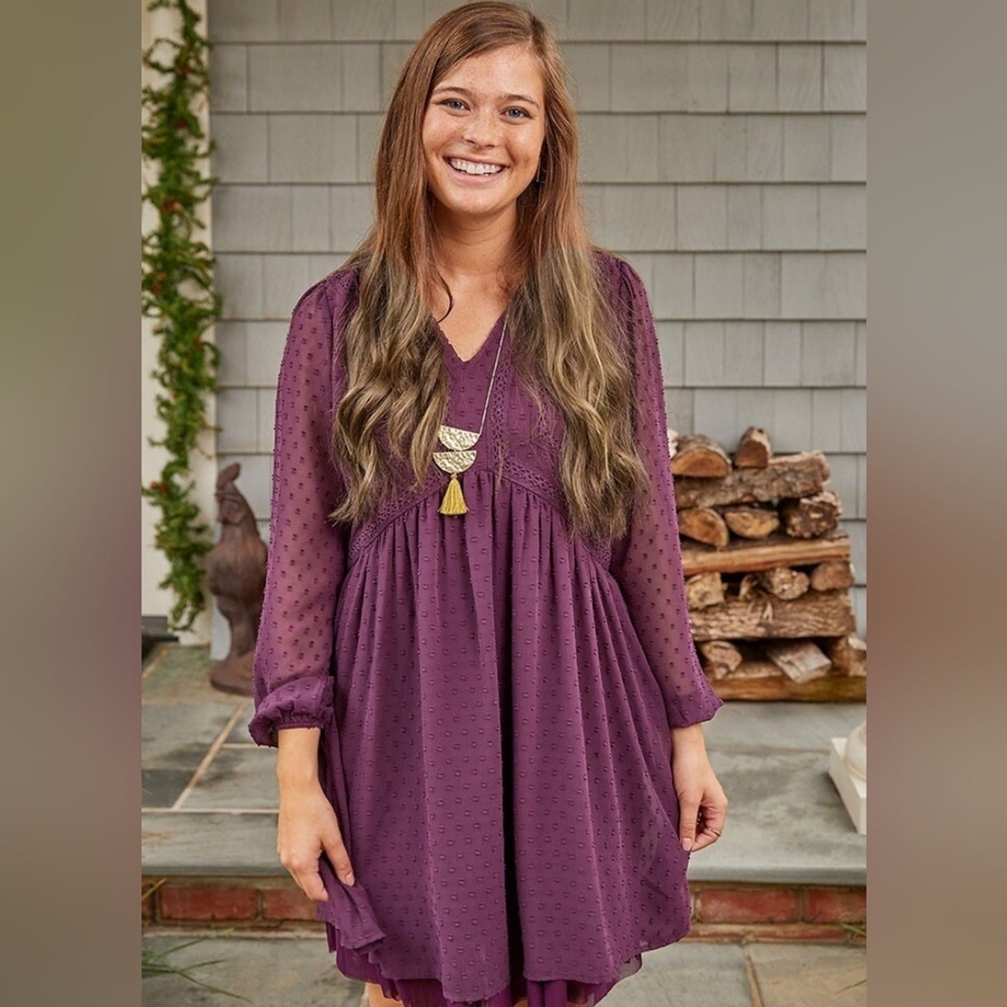 NWTs, Matilda Jane Plum Long Sleeve Dress Sz M