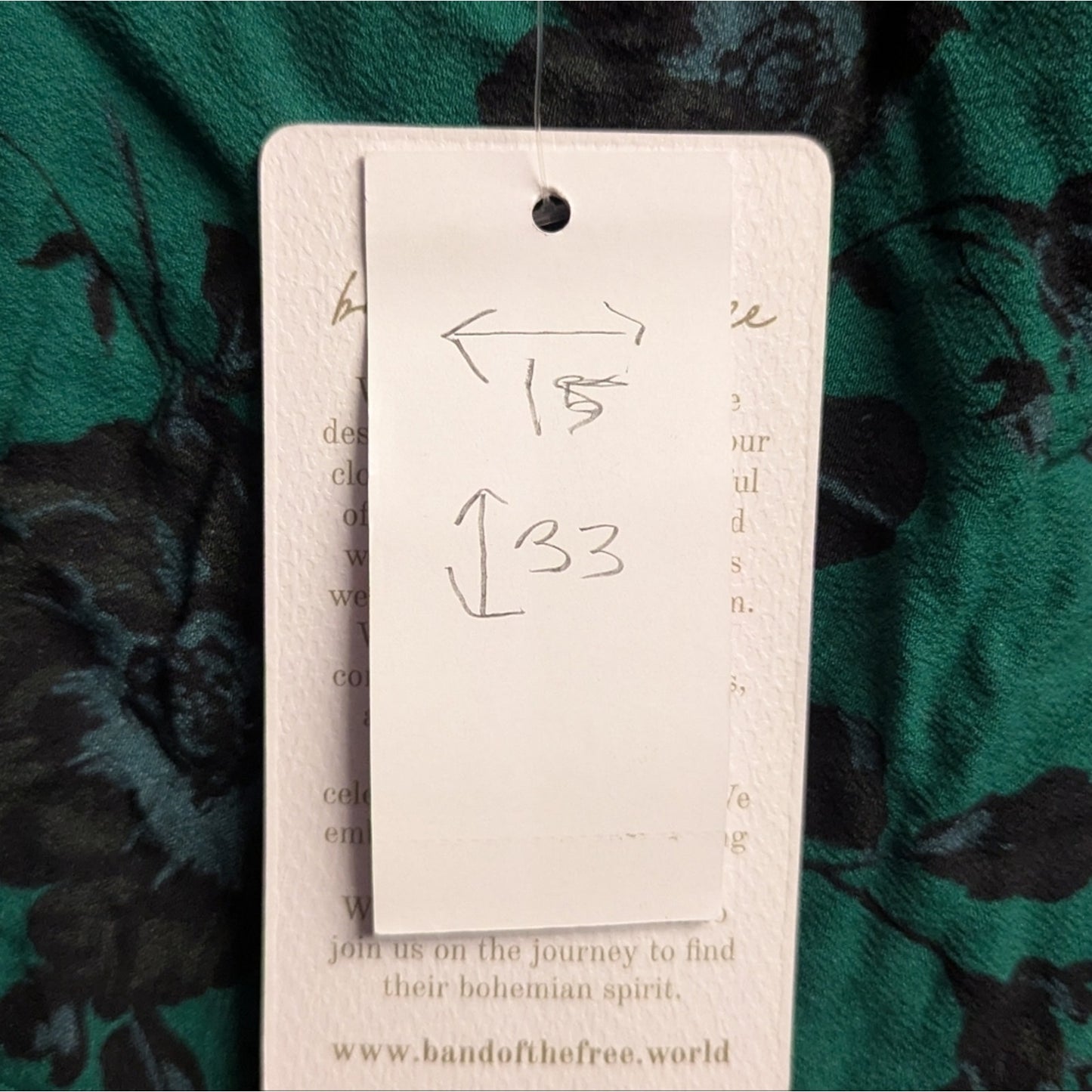Free People-Bnd of the Free- Emerald Green Floral Mini Dress. Size S