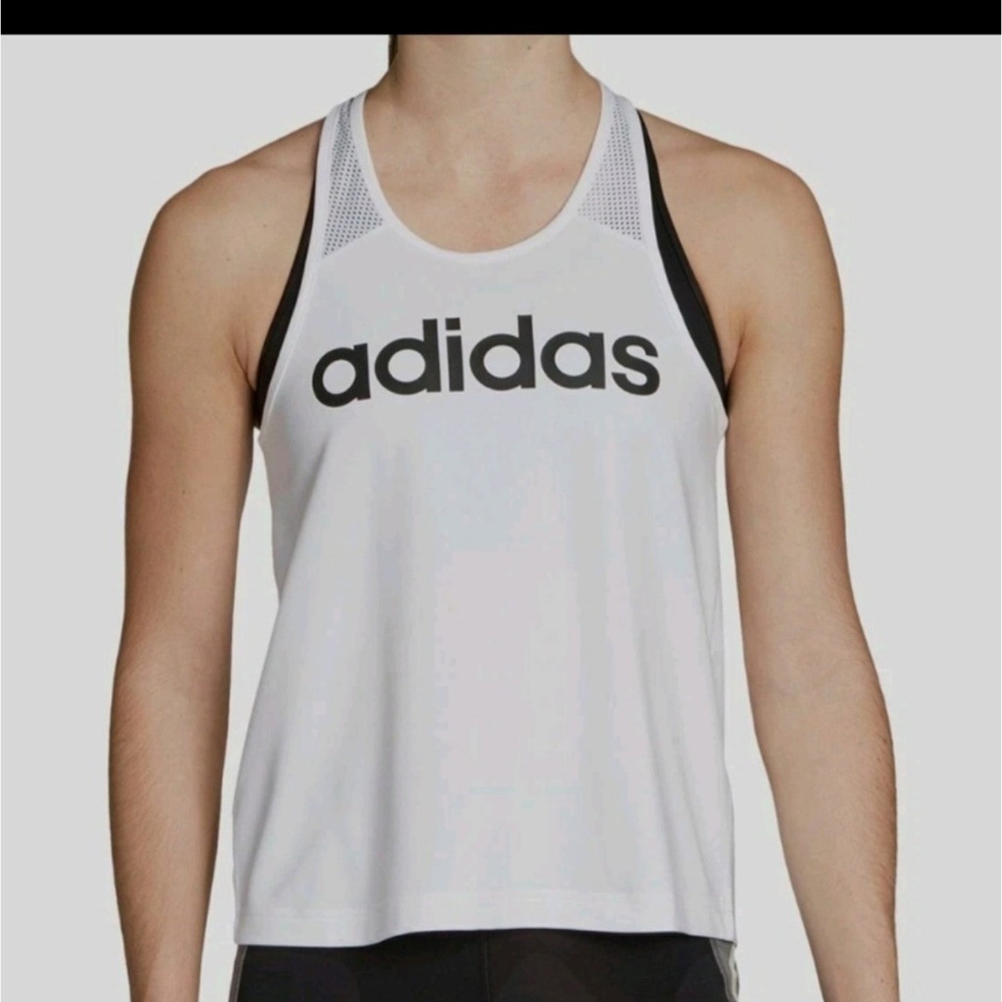 adidas White Racerback Logo Tank Size M. #E21