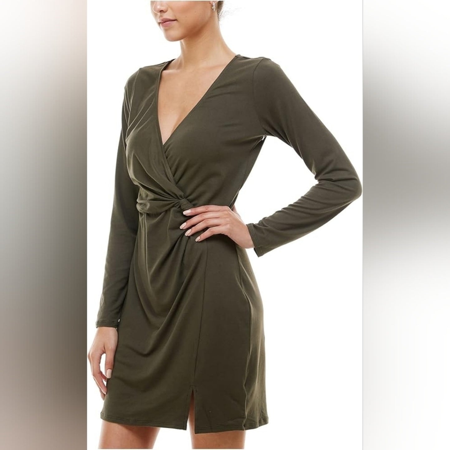 Olive Green Long Sleeve Wrap Dress. Sz XL. Trixxi Brand #B31
