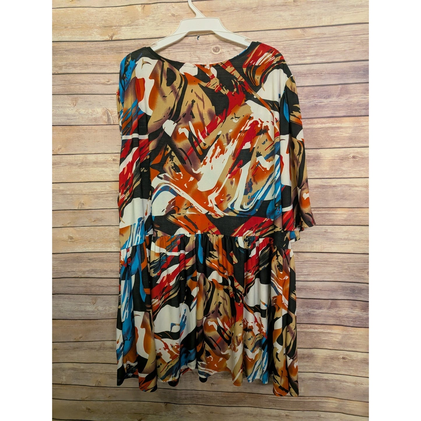 Scarlett’s Boutique NWT 3XL Plus SzAbstract Print V-Neck Babydoll Tunic Top #G37