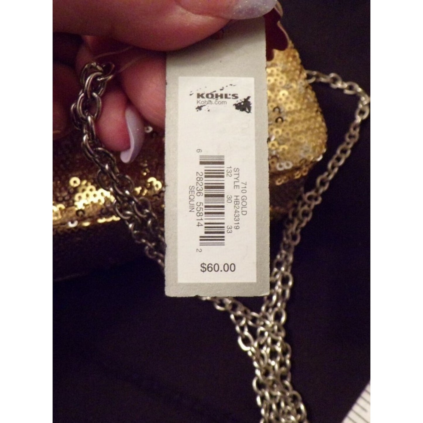 APT. 9 Gold Sequin Evening Bag Clutch Chain Strap Purse NWT Formal Party Prom