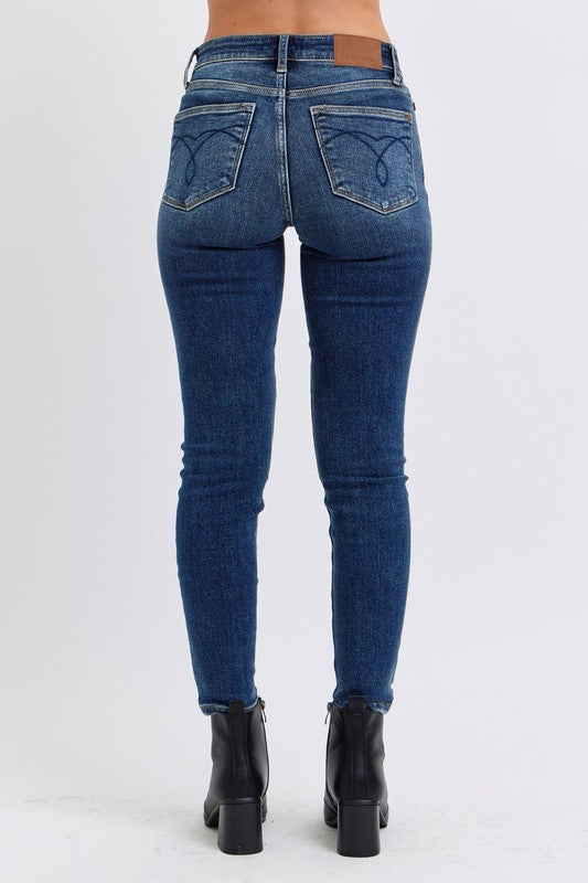 Judy Blue Full Size Run Mid-Rise Waist Skinny Jeans with Thermal Lining - Scarlett's Riverside Boutique 