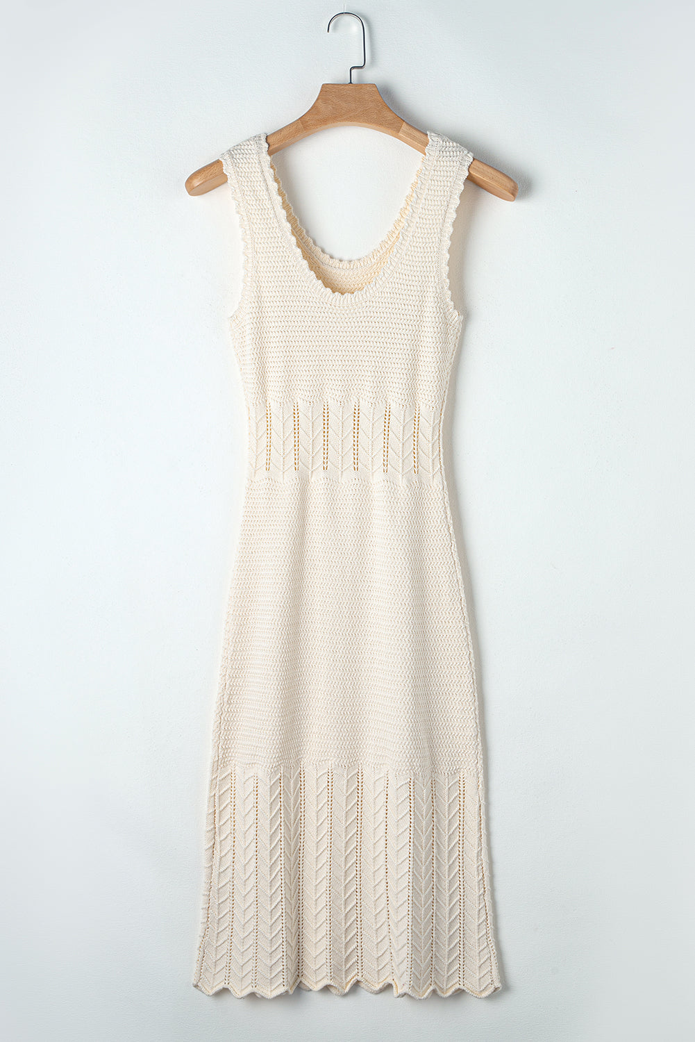 Beige Mix Texture Knitted Sleeveless Sweater Dress - Scarlett's Riverside Boutique 