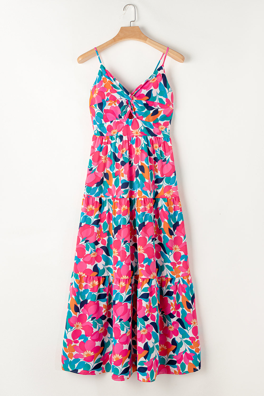 Rose Floral Twisted Smocked Back Tiered Maxi Dress - Scarlett's Riverside Boutique 