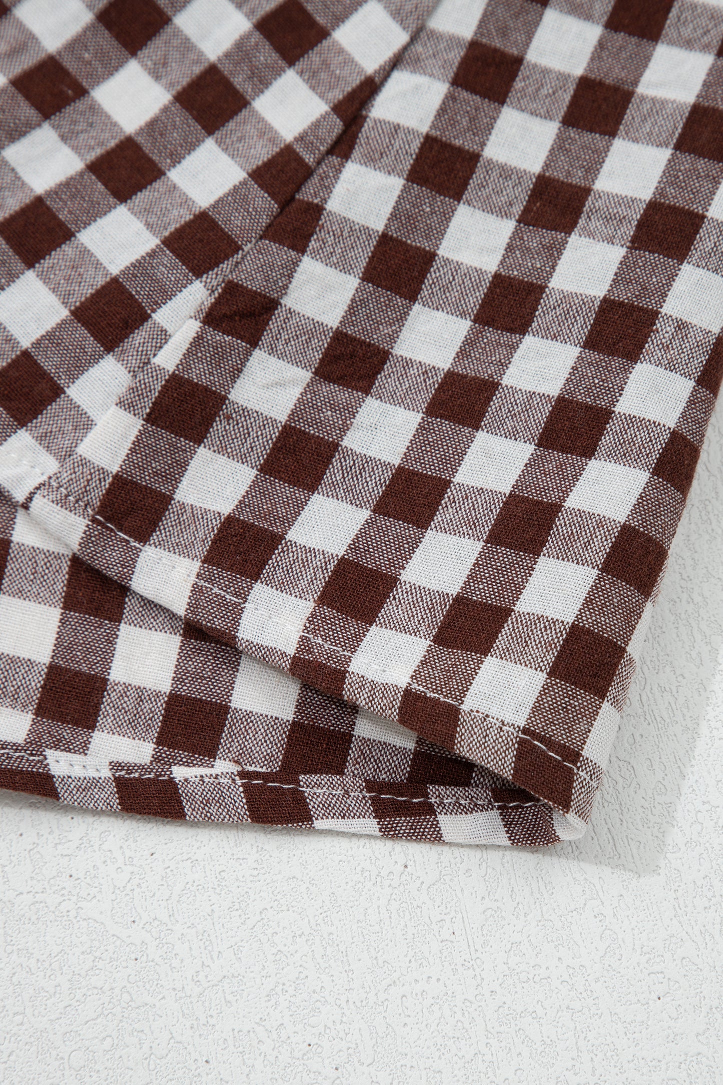 Brown Gingham Zip Front Midi Dress – Smocked Waist Sleeveless Plaid Summer Dress with Pockets