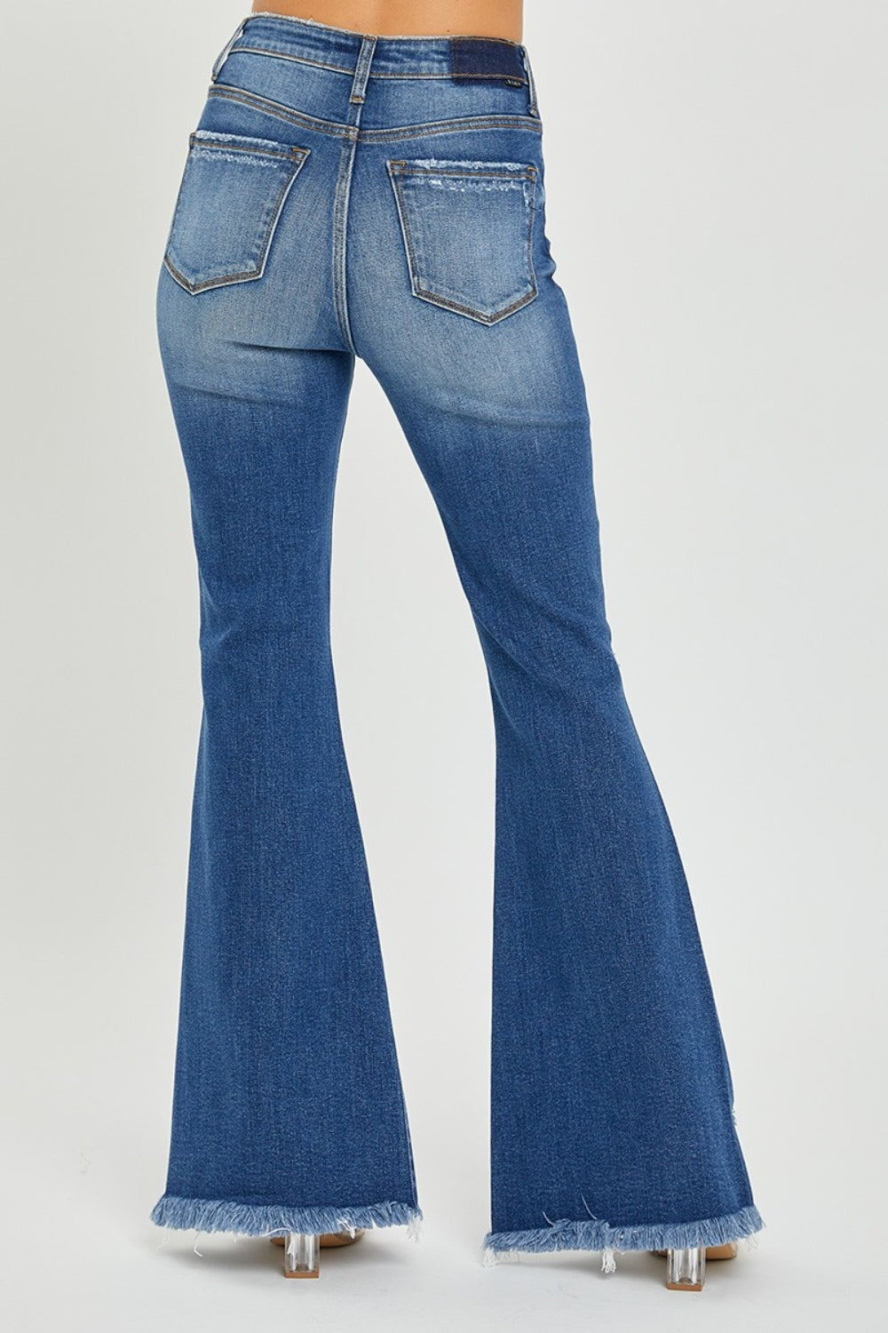 RISEN Full Size High Rise Front Slit Frayed Hem Flare Jeans - Scarlett's Riverside Boutique 