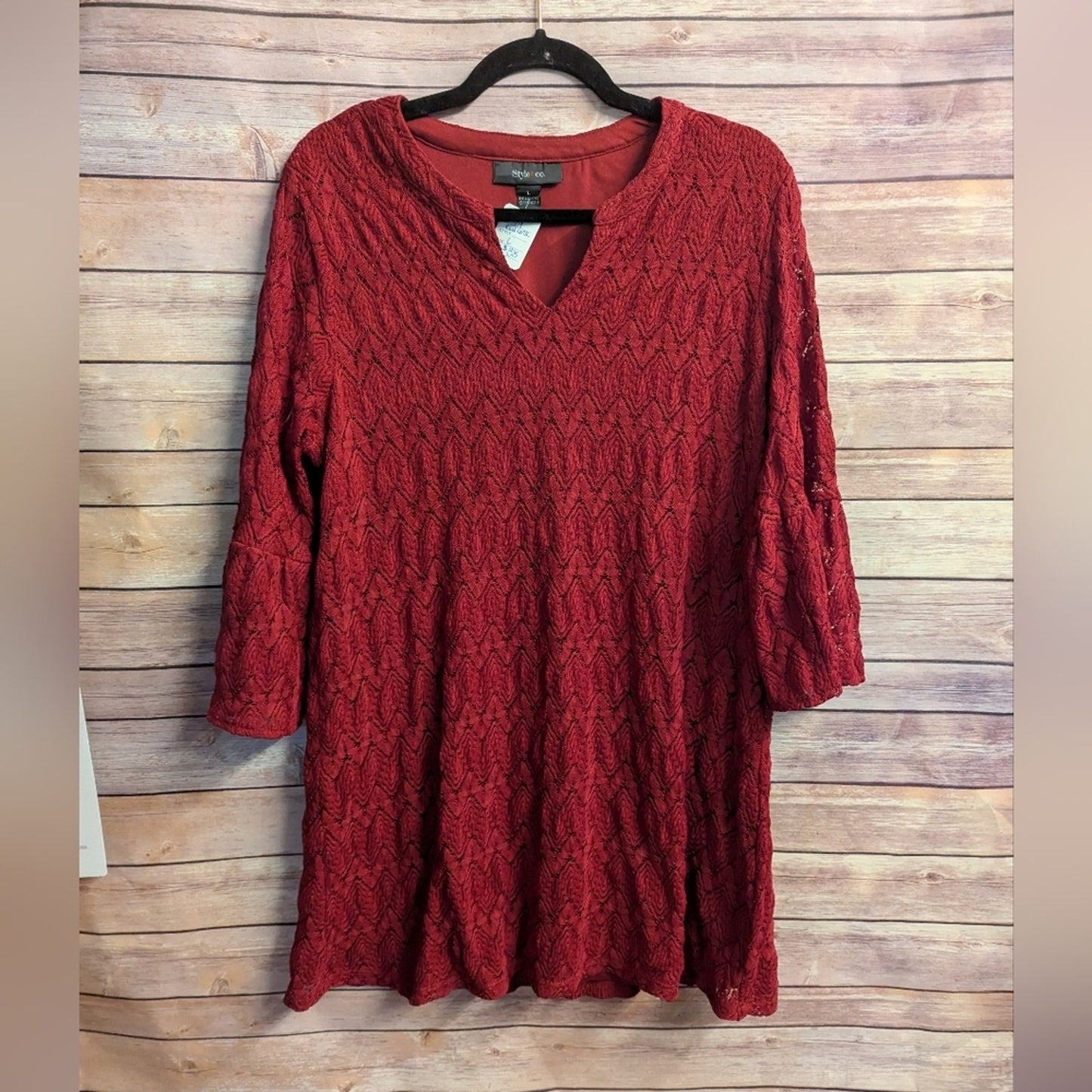 Style And CO, Lace Burgundy Dress. Sz L