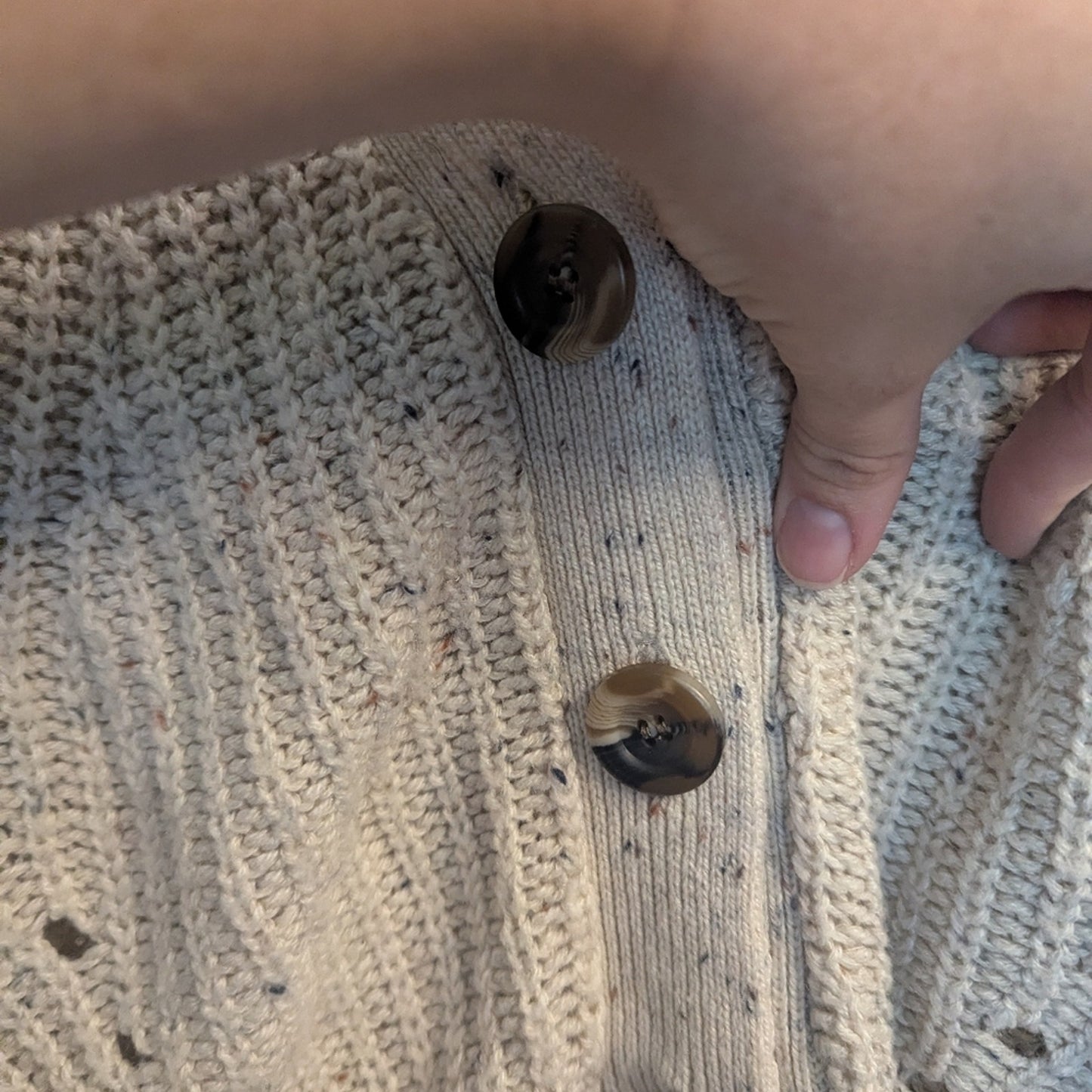 Cozy Cream Cropped Button-Up Sweater. Sz XL