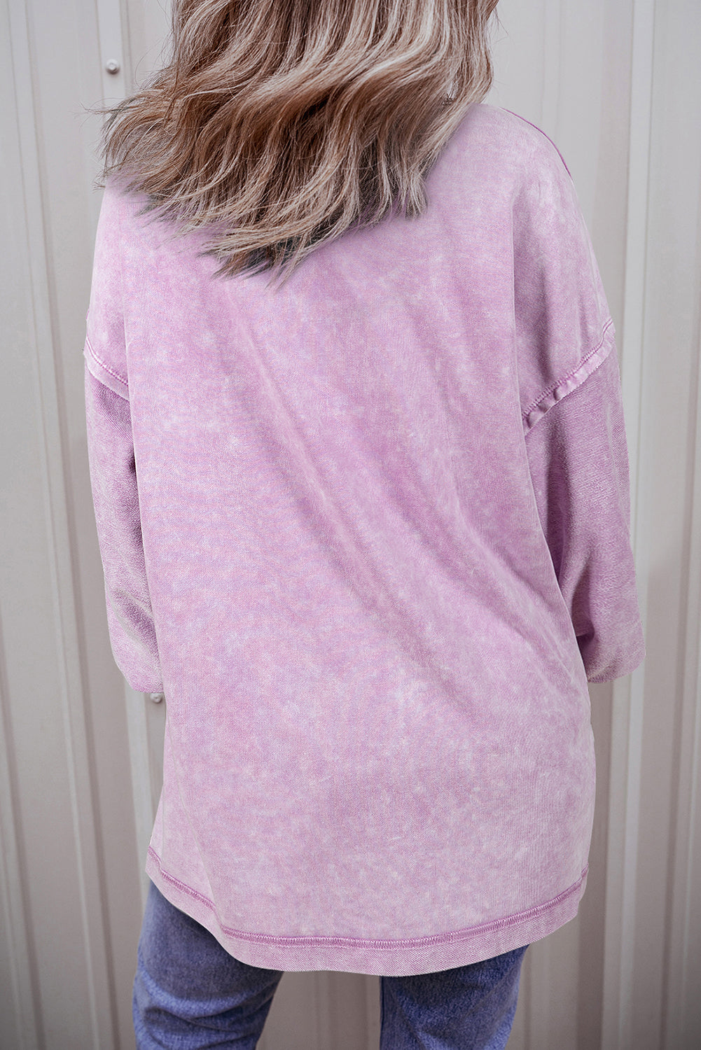 Orchid Petal Mineral Wash Drop Shoulder Pullover Sweatshirt - Scarlett's Riverside Boutique 