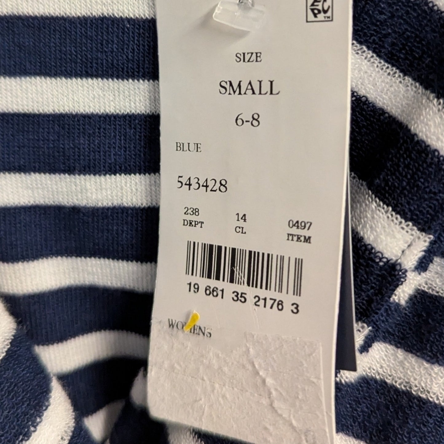NWT-Lands' End Women's Striped V-Neck Terry Hooded Swimsuit Cover Up sz. S #G40