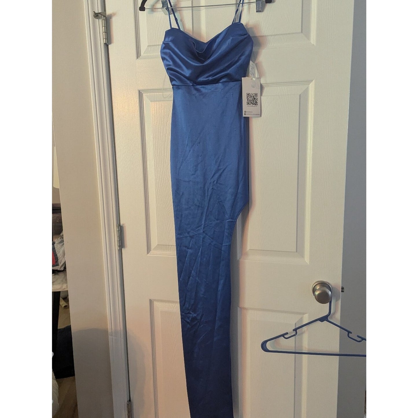 Emerald Sundae Women's Juniors Blue Lined Formal Draped Gown Dress Size XXS