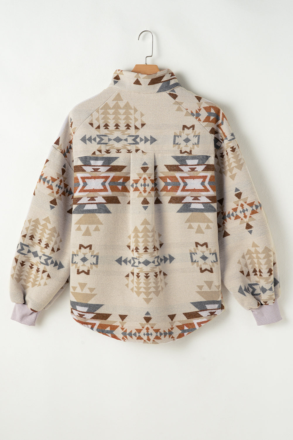 Apricot Aztec Print Collared Flap Pocket Sweatshirt - Scarlett's Riverside Boutique 