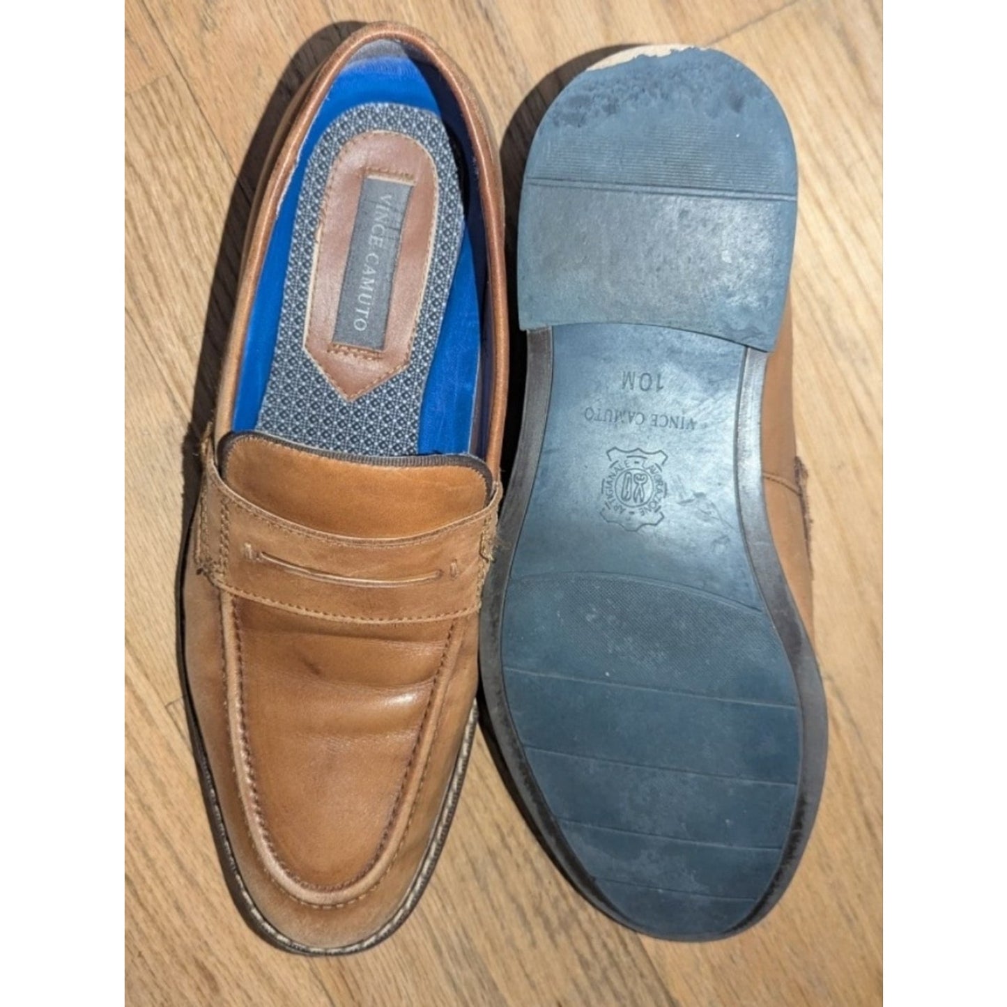Vince Camuto Brown Leather Penny Loafers Men's Size 10 M Slip On Dress Casual
