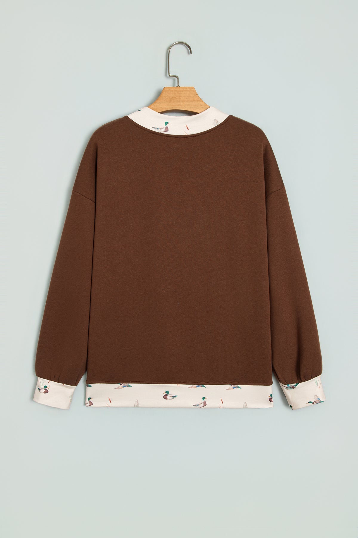 Four Leaf Clover Western Contrast Detail Letter Graphic Baggy Sweatshirt