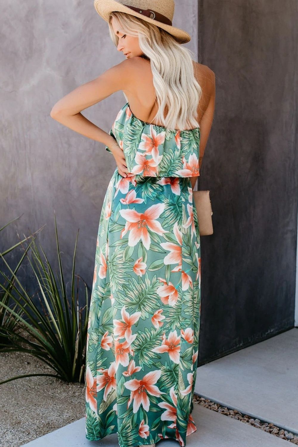 Slit Tropical Sleeveless Tube Dress - Scarlett's Riverside Boutique 