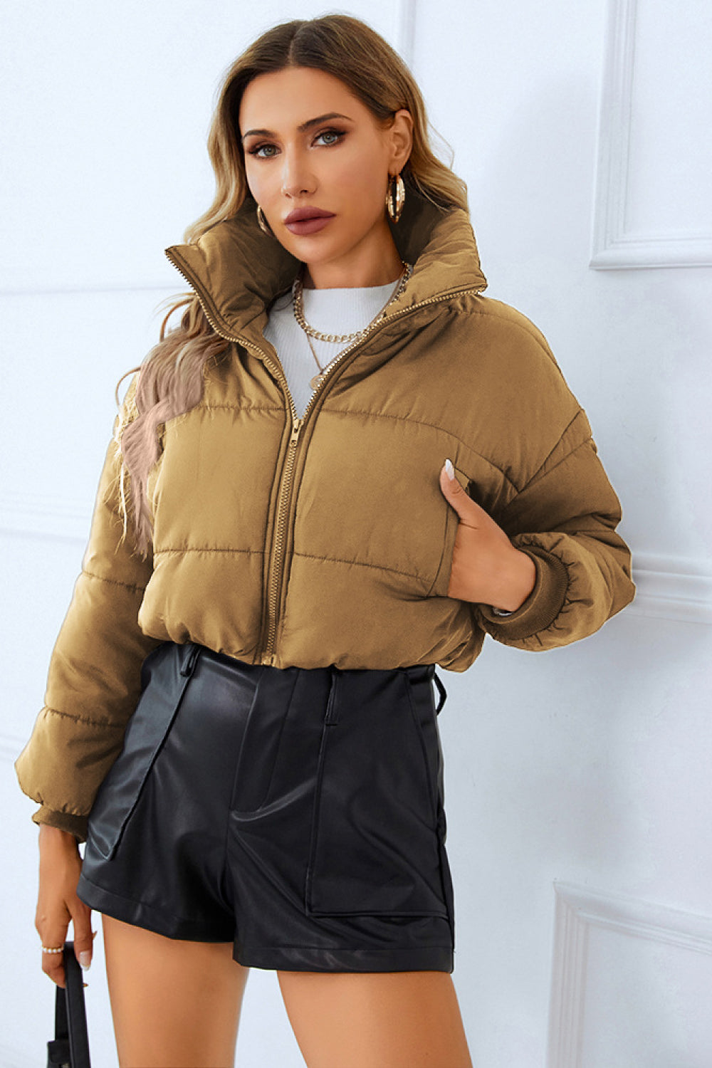 Zip-Up Winter Coat with Pockets - Scarlett's Riverside Boutique 