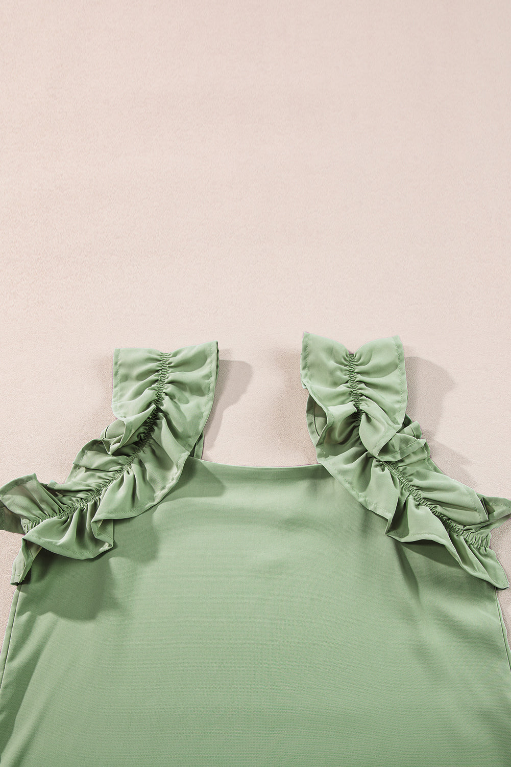 Smoke Green Solid Ruffle Trim Sleeveless Top - Scarlett's Riverside Boutique 