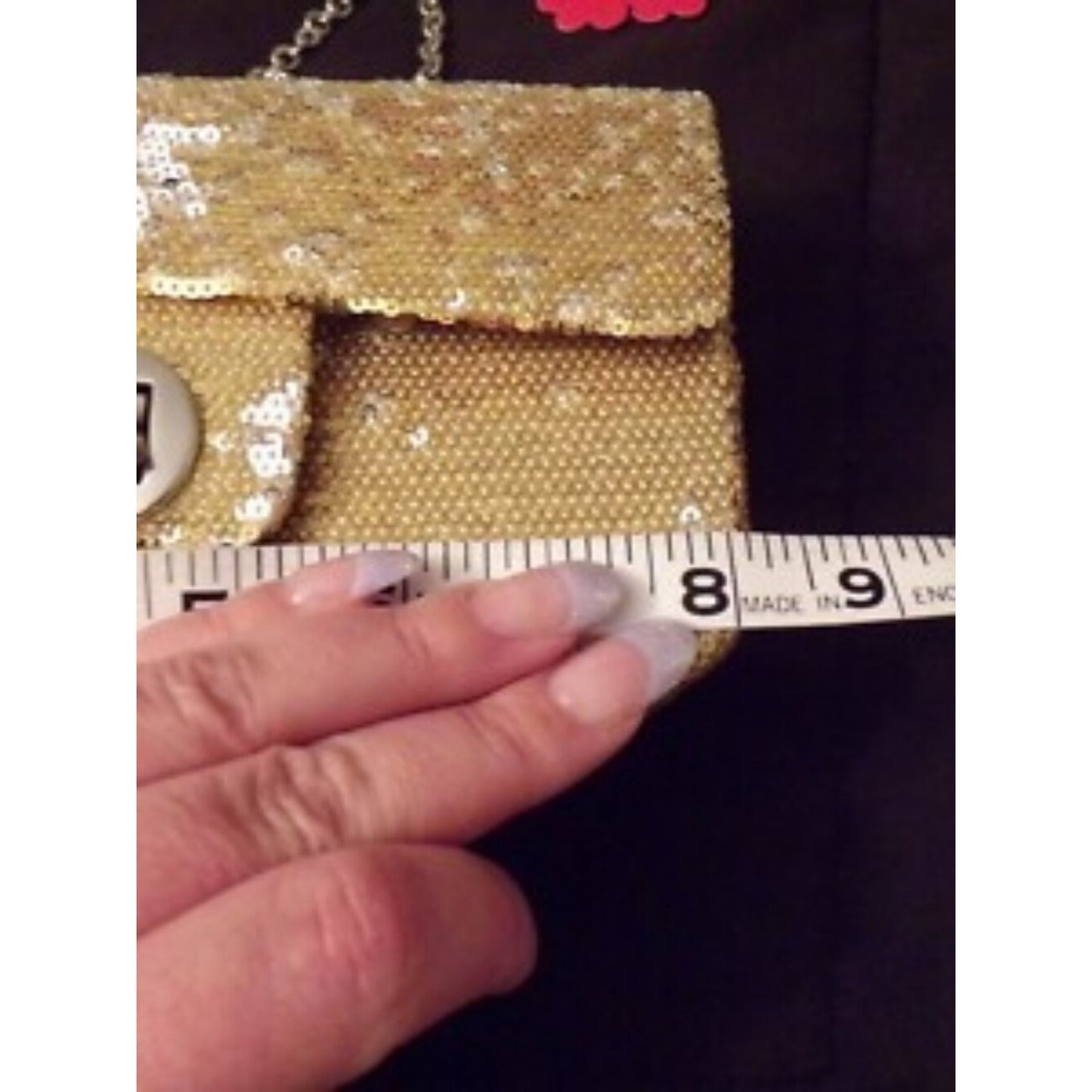 APT. 9 Gold Sequin Evening Bag Clutch Chain Strap Purse NWT Formal Party Prom